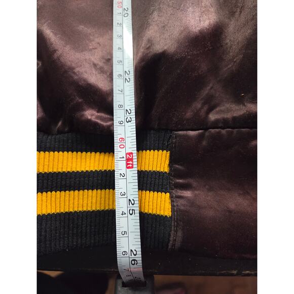 US Army Bravo Bulldogs Embroidered Satin Bomber Jacket Large Brown Street - Picture 15 of 16